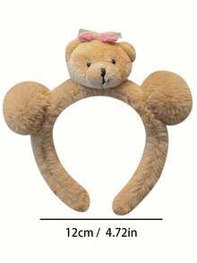 Joivida 1PC Fluffy Plush Bear Hair Band For Women Soft Polyester Headband Cute Simple Design Perfect For Facial Washing Mask Skincare Routine Novelty Hair Accessory Single Pack Fashion Hair Styling Gift - Multicolor - View 3