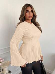 Xyvia Women's Pleated Waist Elegant Commute & Date Shirt, Autumn