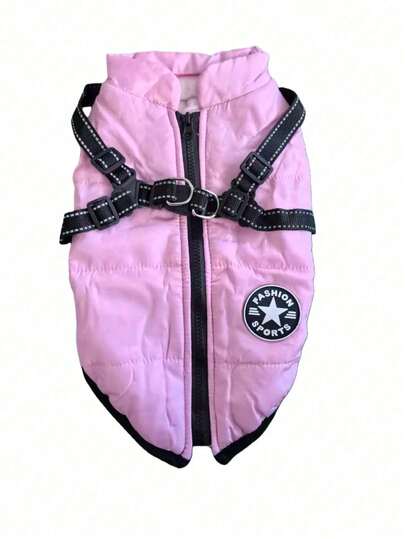 3-Layer Thick & Warm Pet Jacket With Leash Hook, Waterproof Fabric, Suitable For Autumn/Winter, Poodle, Teddy, Yorkie & Other Small/Medium Breeds, 4 Colors Available