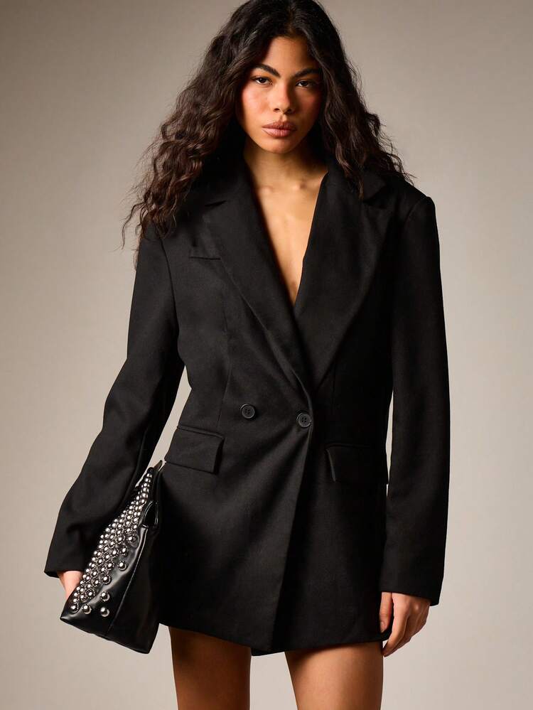 AiiRZ Double Breasted Blazer Style Mini Dress With Lapels And Button Closure For Professional Occasions
