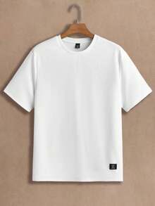 Manfinity VCAY 3pcs/Set Men's Crew Neck Ribbed Knit Casual Short Sleeve T-Shirts Basic T Shirts Men T Shirt Pack Basic Tees - Multicolor - View 4
