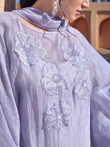 Al Najma Women's Turkish Maxi Dress & Arabic Traditional Abaya Kaftan Jalabiya Dress Modest Summer Dress Abaya Dubai Luxury Formal Elegant Party Uxury Evening Dresses Wedding Party Dress Summer Modest Dress - Mauve Purple - View 3