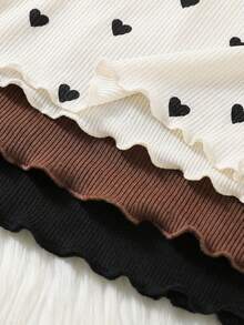 SHEIN 女童休闲罗纹荷叶边T恤 - 彩色 - 查看 7