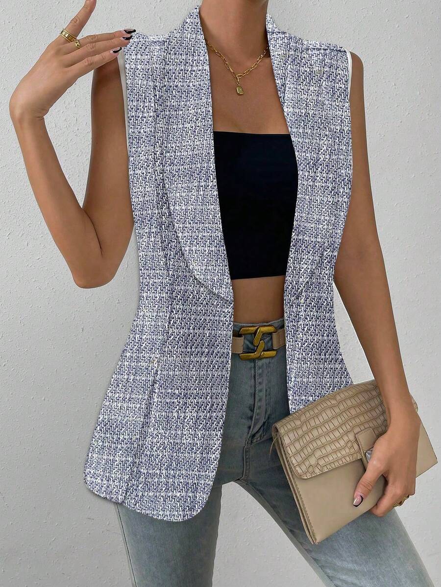 EMERY ROSE Áo vest dự tiệc thời trang đa năng cổ khoét cho nữ - Màu xanh nhạt - Xem 1