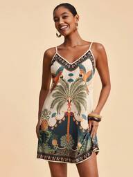 Travachic Floral Print Sleeveless Mini Dress For Women, Suitable For Spring/Summer Vacation, Tropical Print Dress, Summer Beach, Christmas Party, Elegant New Year's Eve Outfits, Casual Going Out Outfits,Vacation Casual Terno Outfit For Women,Winter Clothes For Women,Christmas Outfit For Women,Summer Outfits For Women,New Year Outfit,Party Outfit,Christmas Dress,Party Dress,Beach Outfit,Elegant Dresses For Women Summer Sundress Women Tropical Dresses For Women Boho Summer Dress Women