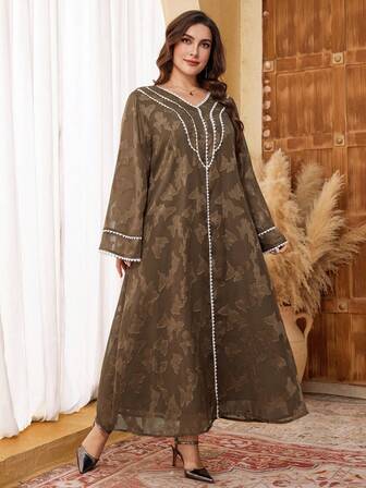 Al Najma Elegant Romantic Floral Lace Patchwork Flare Sleeve Dress, Spring/Summer