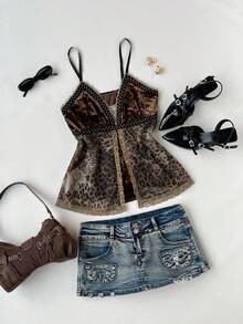 Elamini Women's Fashionable Sexy Leopard Print Camisole - Multicolor - View 3