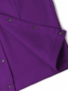 Manfinity Homme Men's Solid Color Single-Breasted Casual Wool Blend Jacket, Autumn/Winter - Violet Purple - View 7