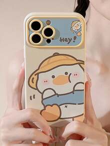 Funda de teléfono linda 1 pieza Funda suave compatible con iPhone a prueba de agua, a prueba de golpes y resistente a los arañazos con diseño de pato con sombrero beige de Body completo - Multicolor - Ver 2