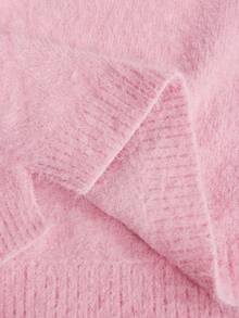 Ontre 1 conjunto feminino de malha solta, manga raglan, gola redonda, blusa e saia de cintura média, traje elegante, urbano, casual, moda de aeroporto de alta qualidade, essencial para Natal e Ano Novo - Baby Rosa - Ver 7