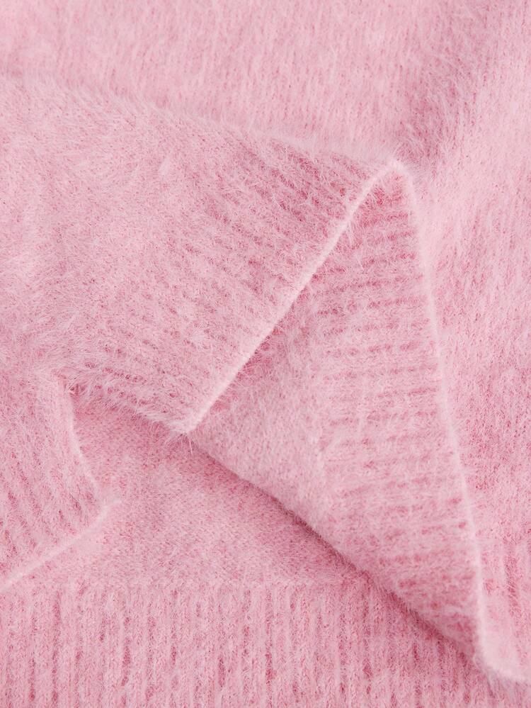 1 Set Women's Light Pink Knitted Wool Blend Crew Neck Top And Mid-Waist Skirt,Elegant Autumn Casual Brunch Outfit,Christmas & New Year Office Wear