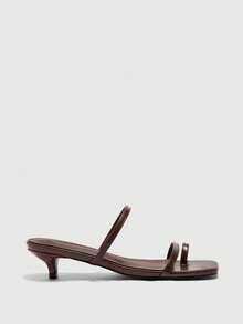 CUCCOO BIZCHIC Women's Square Toe Fashion Daily Wear Versatile Stiletto Slide Sandals - Brown - View 2