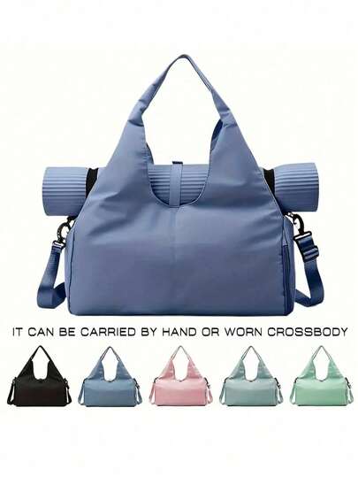 1Pc Gym Bag Travel Bag Women Men Travel Duffel Bag With Shoes Compartment Sports Gym Tote Bag Weekend Bag Overnight Bag Yoga Mat Bag For Swimming, Basketball Pink Women's Large Capacity Yoga & Fitness Bags, Separate Shoe Cabinet - Durable Polyester, Zipper Closure, Hand Wash, Sports Accessories | Vitality Accessories | Durable Zipper Closure