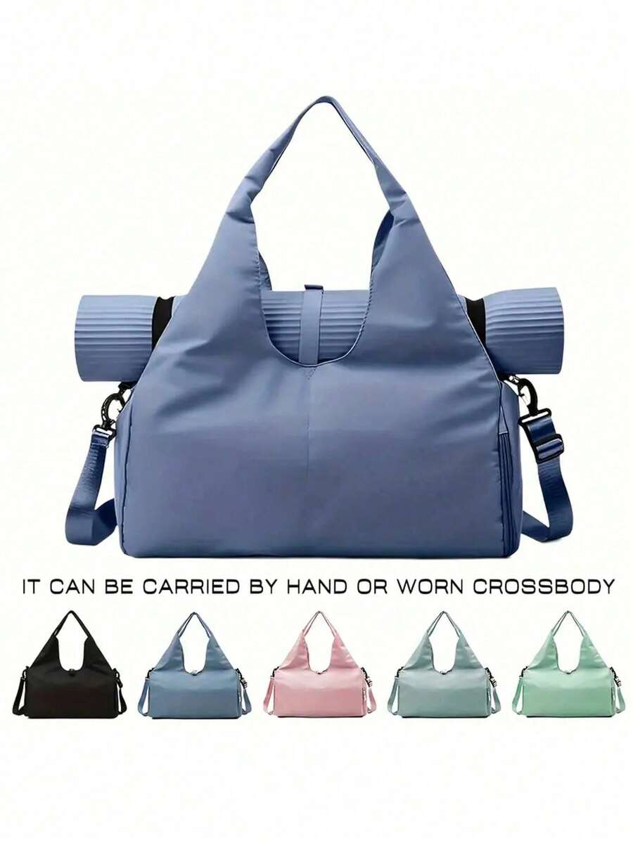 1件装健身包旅行包男女通用旅行手提包，带鞋仓，运动健身手提包周末包过夜包瑜伽垫包，适用于游泳、篮球等运动，粉色女士大容量瑜伽健身包，独立鞋柜 - 耐用涤纶材质，拉链封口，建议手洗，运动配件 | Vitality Accessories | 耐用拉链封口