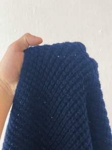 Elenzga 女士休闲宽松连帽长袖加大码毛衣，适合秋冬季外出穿着 - 寶藍色 - 查看 5