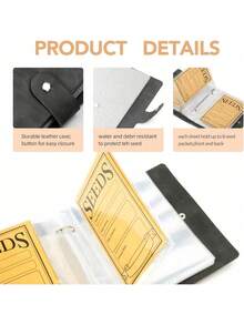 一套皮革种子信封收纳册，包含25张补充页、50个种子信封袋，防水防霉，是收纳物品的理想之选。也可用于存放相册。多功能，适用于多种场景，便携易用，皮革材质，易于清洁。