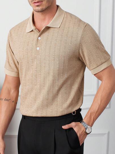 Core Aspect 男士高级提花 Polo 衫，送给男友或丈夫的时尚礼物，男士纹理 Polo 衫，男士白色纹理 Polo 衫，适合日常通勤、旅行、度假和外出等各种场合，送给丈夫和男友的礼物，休闲简约风格，都市成熟风格，英伦绅士风格，男士纽扣针织 Polo 衫，商务休闲上衣，男士 Polo 衫，男士翻领针织衫