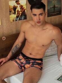 Calzoncillos Cómodos Con Estampado De Pizza Para Hombre - Negro - Ver 5