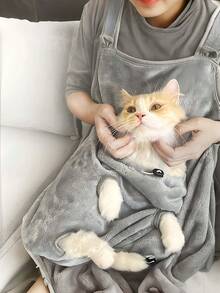 舒适猫咪背带包 - 可机洗涤纶宠物背带，室内外均可使用 | 柔软猫咪背包，适合小型、中型、大型猫咪 | 四季皆宜的宠物背带，适合旅行、徒步、自行车拖车等场合 - 灰色 - 查看 3