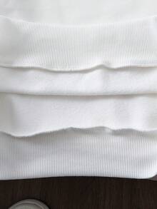 Sparklyn Conjunto de sudadera de cuello redondo blanca y pantalones acampanados negros para niñas, con lazo y estampado de letras de efecto vaquero, adecuado para otoño/invierno, conjunto de moda casual para niñas, ropa gráfica para niños con decoración de mariposas para primavera/verano - Multicolor - Ver 5