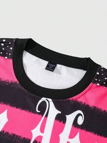 ROMWE MEN 男士休闲街头风 #89 印花圆领长袖T恤 - 粉色 - 查看 4