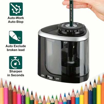 Teckwe Afilador eléctrico de escritorio automático adecuado para lápices (6-8 mm) para estudiantes, escuela y oficina