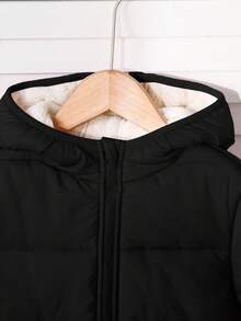 Emery Rose Kids Emery Rose Kids 秋冬少女纯色休闲连帽拉链棉服外套 - 黑色 - 查看 5