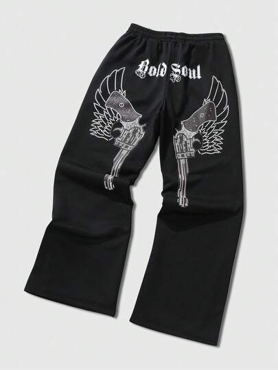 Pantalones de chándal casuales con estampado de moda para hombres, uso diario minimalista