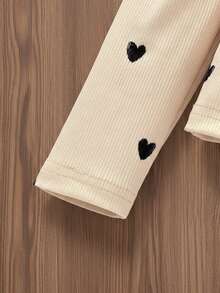 Emery Rose Kids Emery Rose Kids Young Girl Heart Pattern Square Neck Gigot Sleeve Casual T-Shirt - Multicolor - View 5