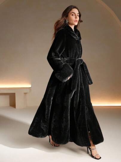Anewsta New Autumn/Winter Fluffy Long Coat, Fashionable And Elegant
