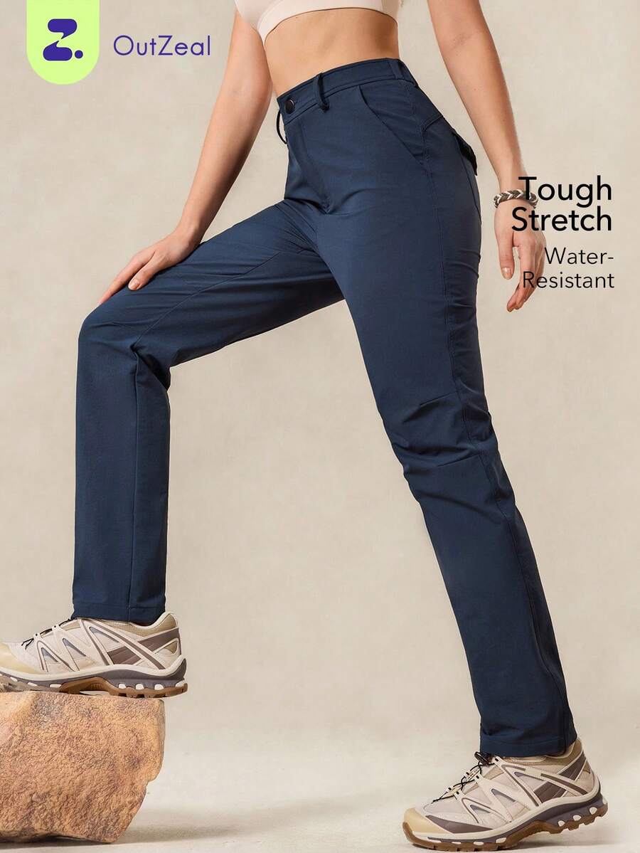 OutZeal 女士户外裤 露营徒步 防水弹力修身带口袋 - 藍色 - 查看 1