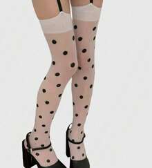 ROMWE Grunge Punk 1 Pair Gothic Style Dark Black Versatile Suspender Socks - White 2 - View 9