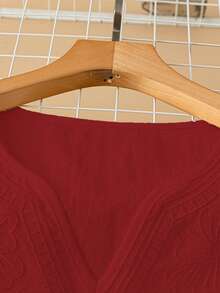 GlowEve Áo cánh tay ngắn thêu cổ chữ V màu trắng dành cho nữ - Màu Hoa hồng đỏ - Xem 5