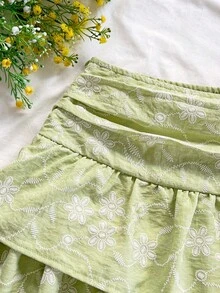 Soleia Váy in họa tiết da báo cổ điển xếp nếp viền váy mini thông thường dành cho nữ - màu xanh lá - Xem 6