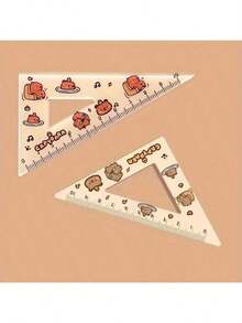 4pcs/Set Capybara Acrylic Ruler Set: High-Quality Protractors, Rulers, And Compasses - Perfect For Schools Or Offices - Make Your Workspace Full Of Fun! Back To School - Multicolor - View 2
