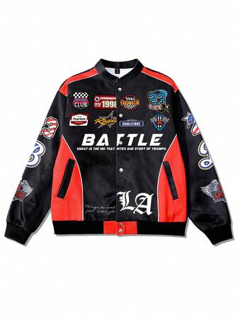 Chaqueta deportiva de manga larga con estampado digital de color contrastante para hombres