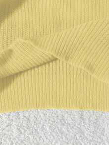 SHEIN Franclia Áo len trễ vai trơn màu giản dị, Thu/Đông - Màu vàng - Xem 6