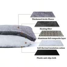 1PC Self-Heating Cat Bed, 5-Layer Insulation Self-Heating Cat Mat, Self-Heating Crate Mat With Soft Sherpa Top, Suitable For Dogs And Cats, Self-Heating Cat And Dog Mattress, Cat Pet Warming Mat - Multicolor - View 2