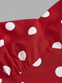 SHEIN MOD 女士波点抹胸长裙，简约时尚，适合夏季穿着。 - 紅色 - 查看 3