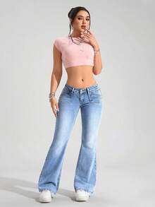 Rivivi Quần Jeans Denim Thường Ngày Màu Sáng Dành Cho Nữ - Rửa trung bình - Xem 3