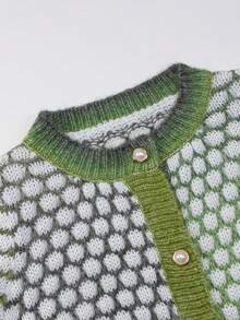 Franclia Áo len cardigan dài tay sợi pha trộn dành cho nữ (Màu len ngẫu nhiên) - Nhiều màu - Xem 4