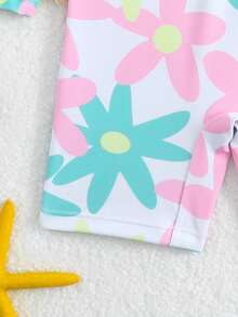 婴儿碎花连帽拉链泳衣 - 彩色 - 查看 3