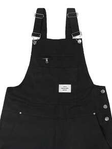 Plus Size Men's Bib Overalls, Multi-Pocket Cargo Bib Pants, Fashion Versatile Casual Straight Leg Bib Pants,Manfinity Hypemode,Mardi Gras,Streetwear,Vintage,Vacation,I Love My Boyfriend,Plus Size Men - Black - View 4