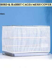 1pc Birdcage Cover, Splash-Proof Mesh Netting With Embroidered Patterns For Parakeet Cage - White - View 9