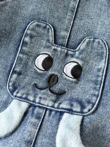 Playful Pals Süßes Cartoon-Muster bestickte Baby Jungen Lässig Jeans Latzhose, niedlich & modisch für Outdoor, Alltag, Party, Schule, Zuhause - Mittele Waschung - Übersicht 7