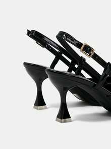 CUCCOO HITCHD Sandalias de tacón alto con punta puntiaguda y sin talón, adecuadas para la oficina y el transporte - Negro - Ver 4