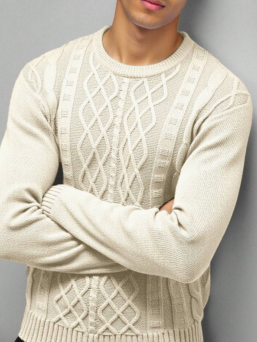 Manfinity Mode Men's Casual Crew Neck Everyday Commute Knit Sweater, Autumn/Winter