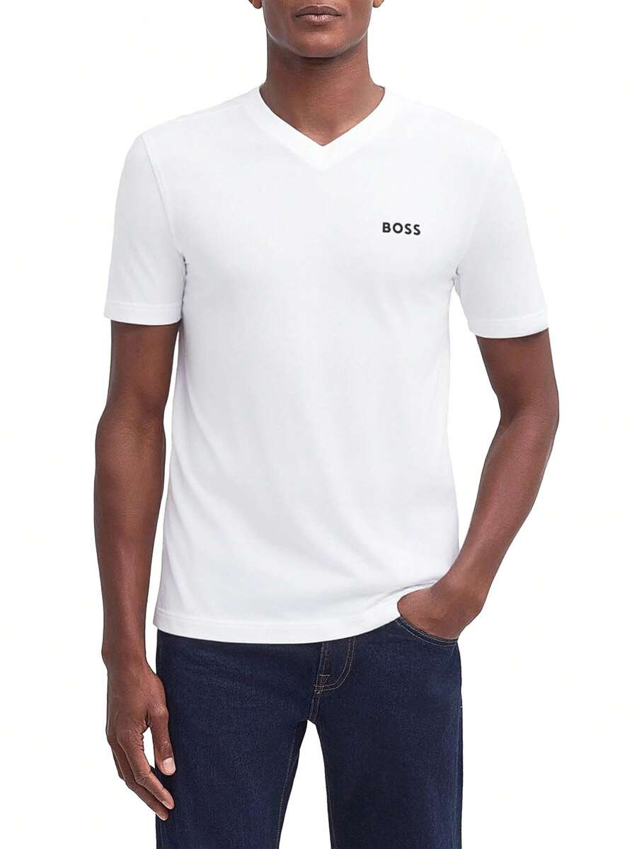 Hugo Boss Men's V Shirt White - 白色 - 查看 1