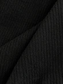 Lyxana 女士V领两件套针织拼接修身叠层连衣裙，适合日常穿着、通勤、返校季，优雅复古风，两件套荷叶边设计，休闲学院风日常穿搭 - 黑色 - 查看 7