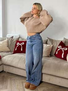 Bethéva 2025新款时尚宽松休闲简约连体设计针织罩衫 - 駝色 - 查看 4